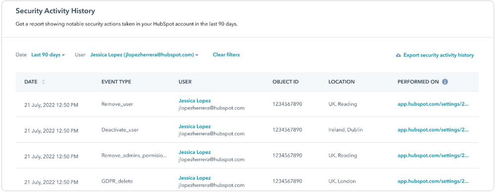 view user activities in hubspot