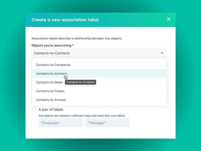 Snapshot of Contact to Contact Association Example