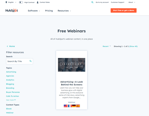 access hubspot webinars