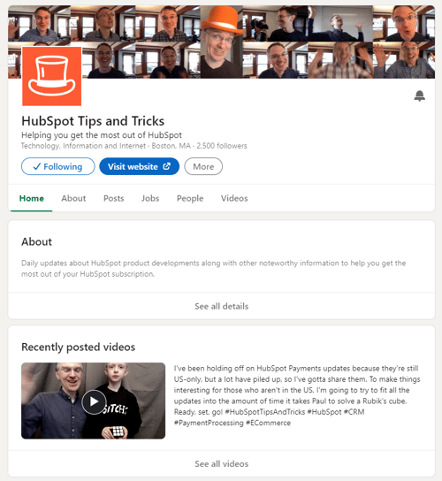 hubspot tips and tricks linkedin page