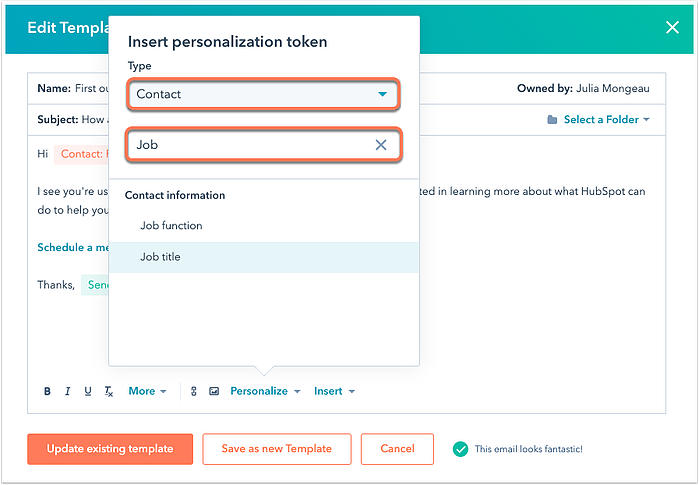 hubspot personalization tokens for lifecycle marketing